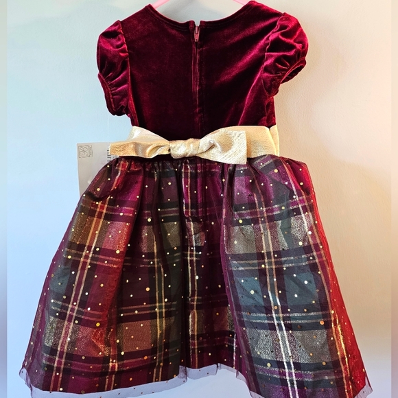 NWT-Bonnie Jean-Girl's-Dress-Size 3T-Burgundy & Gold - Picture 5 of 5